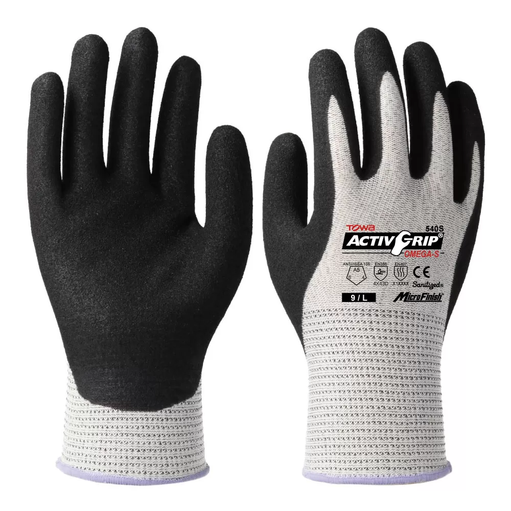 TOWA Omega-S 540S Slip-Resistant, Oil-Resistant, and Cut-Resistant Gloves
