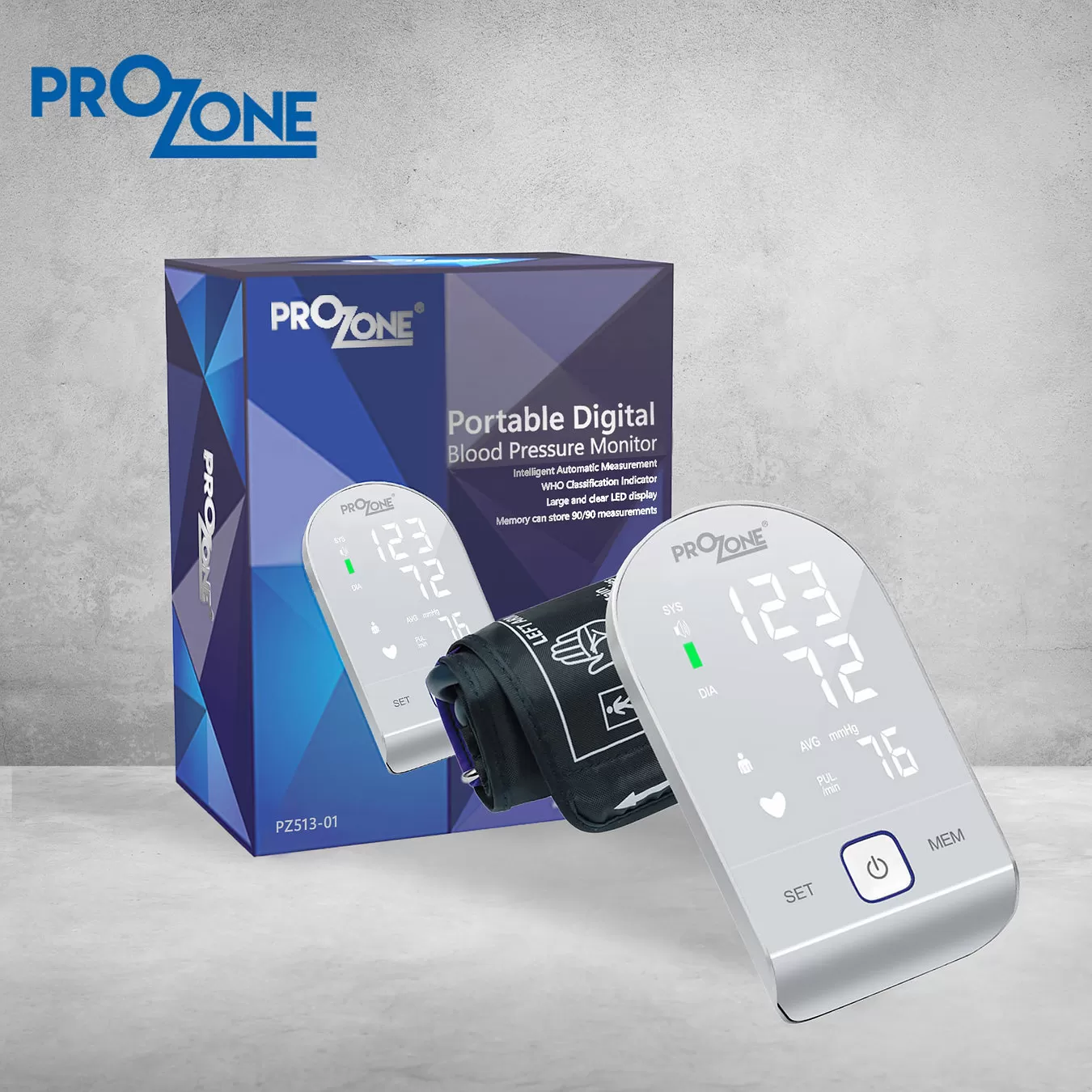 Prozone Portable Upper-Arm Digital Blood Pressure Monitor (Model: PZ513-01)
